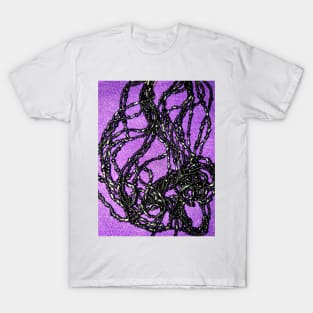 Black beads on a bright purple background T-Shirt